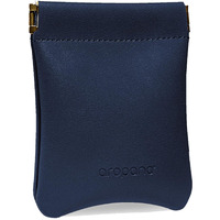 Aropana Self Closing Leather Travel Organiser Earphone AirPods Case Cosmetic Makeup Pouch Jewellery Bag Contact Lens Pouch Card Holder Mini Wallet for Men & Women (8.5CM  11CM) Navy Blue