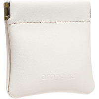 Aropana Self Closing Leather Squeeze Coin Purse Waterproof Portable Earphone AirPods Pouch Mini Storage Jewellery Bag Change Holder for Men & Women (8CM*7.5CM) Snow White
