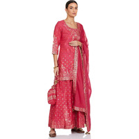 BIBA WOMEN PRINTED STRAIGHT SALWAR KURTA DUPATTA(SKDSUMMER G7827_FUCHSIA_38)