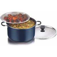 Vinod Zest Non Stick Dum Biryani Pot - 14 Litre, 32 cm | 4 mm Extra Thick | 3 layer Coating | Metal Spoon Friendly | Bakelite Handle | Gas Base | 1 Year Warranty - Blue