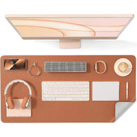 HAGO Laptop Accessories - Waterproof Gaming Mouse Pad, Vegan PU Leather Table Mat, Ideal for Work and Gaming (35 * 60, Brown & Grey)