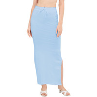 DESI GIRL - Stretchy Cotton Saree Shapewear Petticoat for Women | Fishcut Petticoat with Side Slit for Easy Movement | Shape Wear for Sarees | Petticoat with Drawstring | Arctic Blue | M