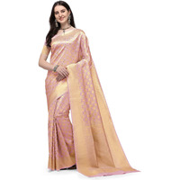 Jaanvi fashion Womens Banarsi Silk With Zari Jacquard Work Saree With Blouse Piece(prashanti-baby-pink)