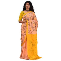 Kiaaron Womens Ikat Hand Block Print Jaipuri Cotton Mulmul Saree with Blouse Piece - Multi_181