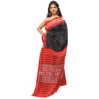 Kiaaron Womens Hand Block Kalamkari Batik Bagru Jaipuri Ikat Printed Handloom Pure Cotton Mulmul Traditional Ethnic Cotton Sarees With Printed Blouse Piece - Red