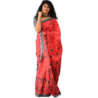 Kiaaron Womens Ikat Hand Block Print Jaipuri Cotton Mulmul Saree with Blouse Piece -Multi_183