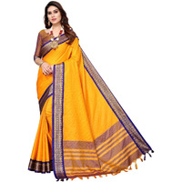 Yashika Womens Jacquard Cotton Silk Saree (BHAVINI Yellow 01)