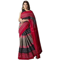 Kiaaron Handicrafts Womens Ikat Hand Block Print Jaipuri Cotton Mulmul Saree with Blouse Piece - _SH_39