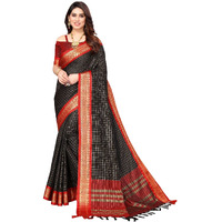 Yashika Womens Jacquard Cotton Silk Saree (BHAVINI Black 01)