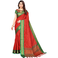Yashika Womens Jacquard Cotton Silk Saree (BHAVINI RED 01)