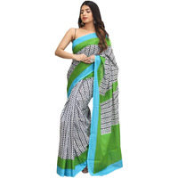Kiaaron Womens Hand Block Kalamkari Batik Bagru Jaipuri Ikat Printed Handloom Pure Cotton Mulmul Traditional Ethnic Cotton Sarees With Printed Blouse Piece - Red