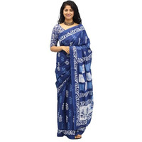 Kiaaron Handicrafts Womens Ikat Hand Block Print Jaipuri Cotton Mulmul Saree with Blouse Piece - _6
