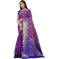 AMIRAT CLOTHING Banarsi Wedding And Designer Look Litchi Silk Saree With Unstiched Blouse Piece (Purple)