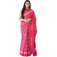Kiaaron Womens Hand Block Kalamkari Batik Bagru Jaipuri Ikat Printed Handloom Pure Cotton Mulmul Traditional Ethnic Cotton Sarees With Printed Blouse Piece - Pink