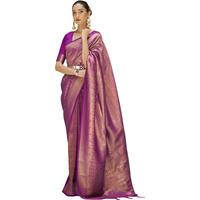 AKHILAM Womens Banarasi Silk Woven Design Saree with Unstitched Blouse Piece(Magenta_KINKB198005)