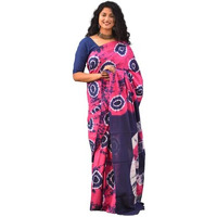 Kiaaron Womens Ikat Hand Block Print Jaipuri Cotton Mulmul Saree with Blouse Piece - Pink_218