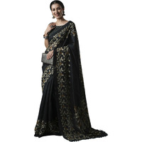 AKHILAM Womens Cotton Slub Botanical Printed Saree With Unstitched Blouse Piece(Dark Green_GRNS21C_HS)