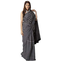 Kiaaron Womens Hand Block Kalamkari Batik Bagru Jaipuri Ikat Printed Handloom Pure Cotton Mulmul Traditional Ethnic Cotton Sarees With Printed Blouse Piece - Black