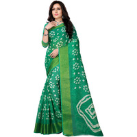 HARPITA Womens Cotton Bandhani Print Saree With Unstitched Blouse Piece(Bandhani-Green)
