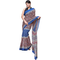 Kiaaron Womens Hand Block Kalamkari Batik Bagru Jaipuri Ikat Printed Handloom Pure Cotton Mulmul Traditional Ethnic Cotton Sarees With Printed Blouse Piece - Multicolor
