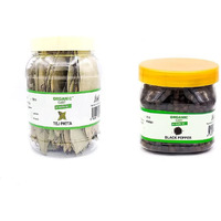 ORGANIC CART Combo Natural Bay Leaves Tej Patta Dried 100 Grams - Black Pepper Kali Mirch 150 Grams