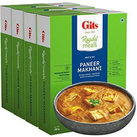 Gits Ready to Eat Paneer Makhani, Pure Veg, Heat and Eat Buttery Indian Gravy, Microwaveable, 1140g (Pack of 4 X 285g Each)