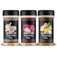 HARIBAS Combo Dry Onion Powder, Garlic Powder and Ginger Powder (Adrak/Sunth) 50gm Each | For Cooking & Baking | Gluten Free Seasoning