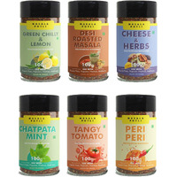 MASALA POTLI Multi Purpose Popcorn, French Fries, Nachos, Makhana (Gorgon Nuts) 6 Flavour Seasoning Pack [Green Chilly & Lemon, Cheese & Herbs, Tangy Tomato, Chapata Mint, Desi Roasted, Peri Peri]