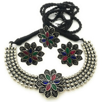 Sasitrends Oxidized German Silver Combo Choker Set with Ring For Women and Girls