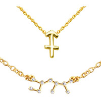 Peora Sagittarius Horoscope Zodiac Sign Constellations Pendant Necklace & Bracelet Combo Set Jewellery for Women (Golden)