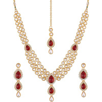 Peora Blue Gold Plated Traditional Kundan Necklace Jewellery Set for Women