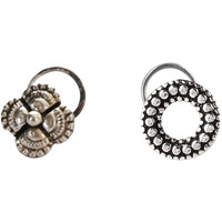 abhooshan Silver Alloy Combo Set of 2 Designer Oxidized Nose Pin Stud for Women and Girls. Piercing required (Trendy)