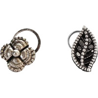 abhooshan Silver Alloy Combo Set of 2 Designer Oxidized Nose Pin Stud for Women and Girls. Piercing required (Latest)