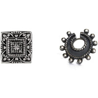abhooshan Silver Alloy Combo Set of 2 Designer Oxidized Nose Pin Stud for Women and Girls. Piercing required (Big)