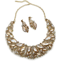 SOHI Pink stones Crystal Necklace Set | Gold Plated jewellery set for women and girls | Necklace and Earrings set | contemporary jewellery| Gold stone jewellery set | Indo-western Fashion jewellery