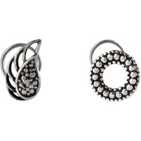 abhooshan Silver Alloy Combo Set of 2 Designer Oxidized Nose Pin Stud for Women and Girls. Piercing required (Bohemian I)