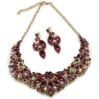 SOHI Gold stones Crystal Necklace Set | Gold Plated jewellery set for women and girls | Necklace and Earrings set | contemporary jewellery| Gold stone jewellery | Indo-western Fashion jewellery
