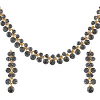 Swasti Jewels Made with Sparkling Swiss Crystals Necklace and Earrings For Women Grey