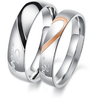 OPK Jewelry His and Her Stainless Steel Heart Shape Matching Set Real Love Couples Wedding Band (A Pair)