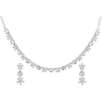 Swasti Jewels Made with Sparkling Swiss Crystals Necklace and Earrings Set For Women WHITE Rhodium Plated