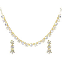 Swasti Jewels Made with Sparkling Swiss Crystals Necklace and Earrings Set For Women White Yellow Gold Plated