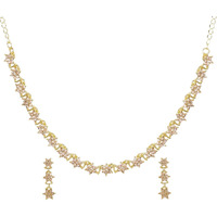 Swasti Jewels Made with Sparkling Swiss Crystals Necklace and Earrings Set For Women Peach