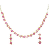 Swasti Jewels Made with Sparkling Swiss Crystals Necklace and Earrings Set For Women Dark Pink
