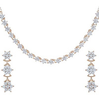 Swasti Jewels Made with Sparkling Swiss Crystals Necklace and Earrings Set For Women Rose