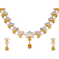 Swasti Jewels Gold Plated CZ Necklace and Earrings Set for Women Yellow
