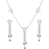 ACPL Precious-Moments Womens 925 Sterling-Silver BIS Hallmarked Jewellery Butterfly with tassel Drop Necklace Set