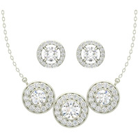 Clara 925 Sterling Silver Rhodium Plated Poppy Pendant Earring Necklace Set With Chain Gift for Women and Girls
