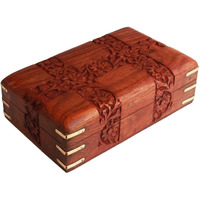 GURU JEE Wooden Jewellery Box Hand Carvings Designs Keepsake Storage Organizer Handmade Decorative Trinket Holder Gifts