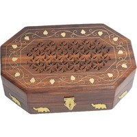 CRAFTCASTLE Handmade Wooden & Brass inlay Jewellery Box for Women Jewel Organizer & Storage box (8X5 inches)