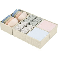 FLYNGO Foldable Drawer Organizer Clothes Organiser for Wardrobe, Closet Organizer Cubes Storage Box for for Socks, Bra, Tie, and Scarves, Set of 4 (Beige)
